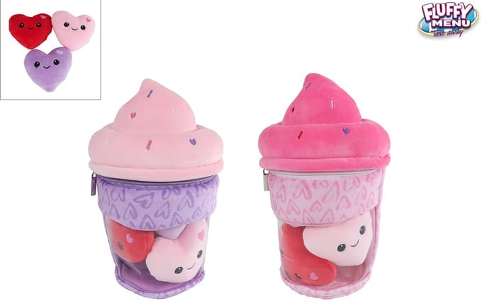 Van Manen pluche ijsje knuffel met hartjes - 25cm speelgoed.