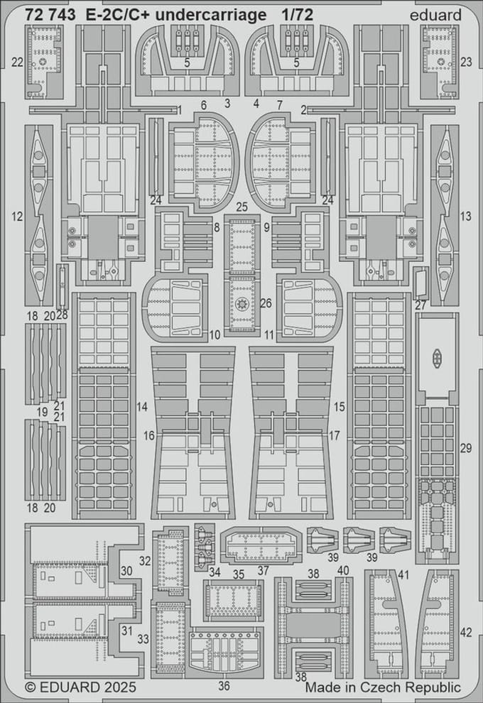 Eduard Modelbouwdecoratie - 72743 Landingsgestel voor Hawkeye E-2C/C+ - Photo-etch