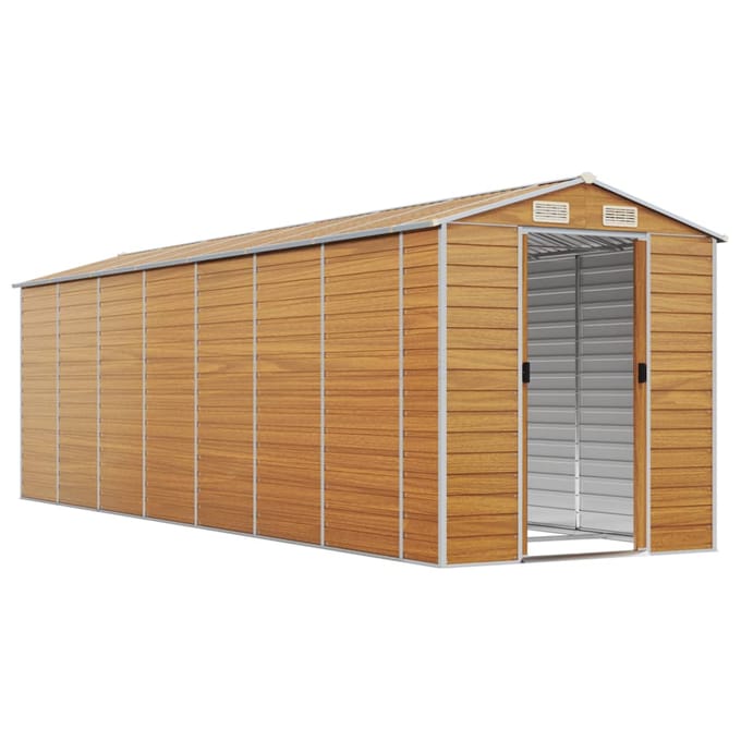 vidaXL - Tuinschuur - 191x640x198 - cm - gegalvaniseerd - staal - lichtbruin