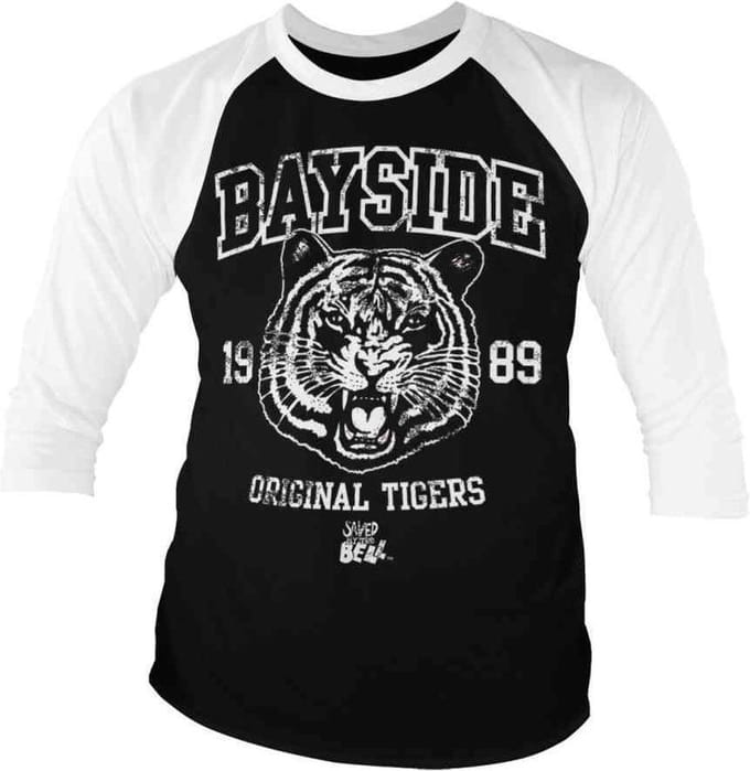 Saved By The Bell Raglan top -L- Bayside 1989 Original Tigers Zwart/Wit