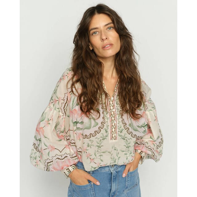 relaxed fit blouse met tuniekhals model 'Wylde'