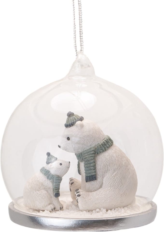 Mama ijsbeer en baby dome kerstbal - Sass & Belle