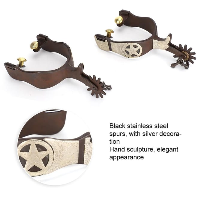 Laag koolstofstaal elegante uitstraling handsculptuur cowboy paard laars sporen decoratie voor black