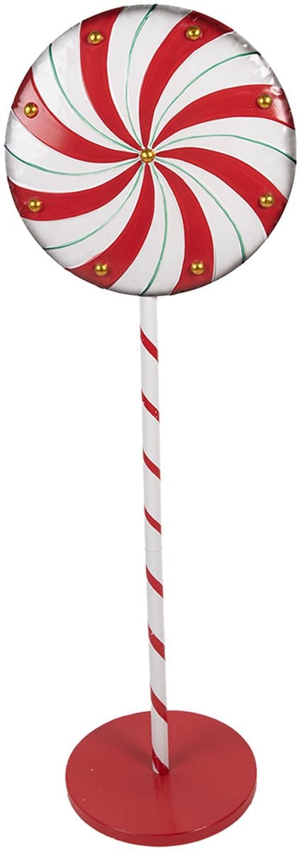Clayre & Eef Kerstdecoratie Lolly 40x30x120 cm Rood Wit Metaal