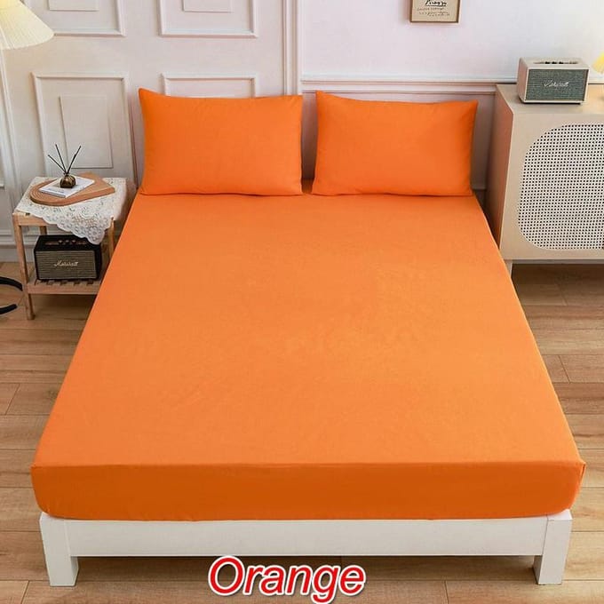 Nouvel Arrivage 15 Couleurs Drap Housse Élastique Poches Profondes 12 Pouces Microfibre Brossée Housse de Matelas Ensemble Taille Twin Full Queen King 2xPillowcases orange