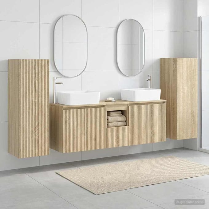vidaXL - Badkamermeubel - Set - 5 - st - Sonoma - Eiken - 33 - x - 34,5 - x - 100 - cm