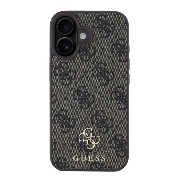 Guess 4G Metal Logo Backcover MagSafe voor de Apple iPhone 16 - Bruin