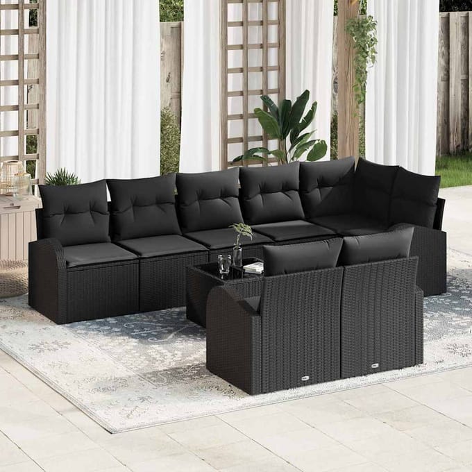 vidaXL - Tuinbank - Set - 9 - st - 8-Aantal - zitplaatsen - poly - rattan