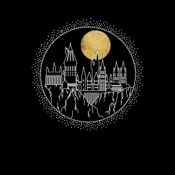 Harry Potter Hogwarts Castle Moon t-shirt - Zwart - S