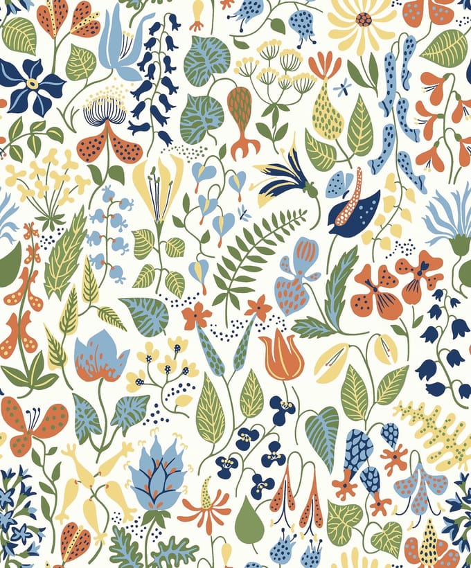 Boråstapeter Vliesbehang 1978 - Scandinavian Designers/Icons - Botanisch Wit - 53cm x 10.05m