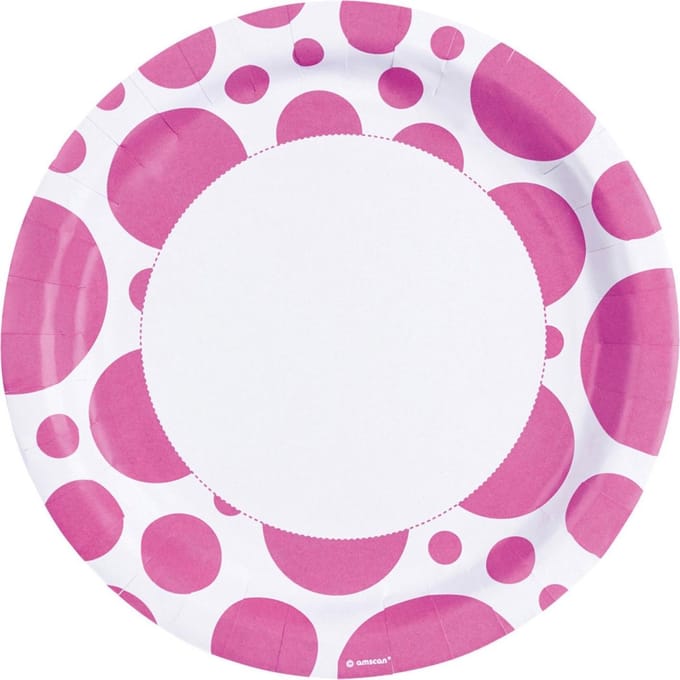 Amscan Feestborden Wit/roze 23 Cm 8 Stuks