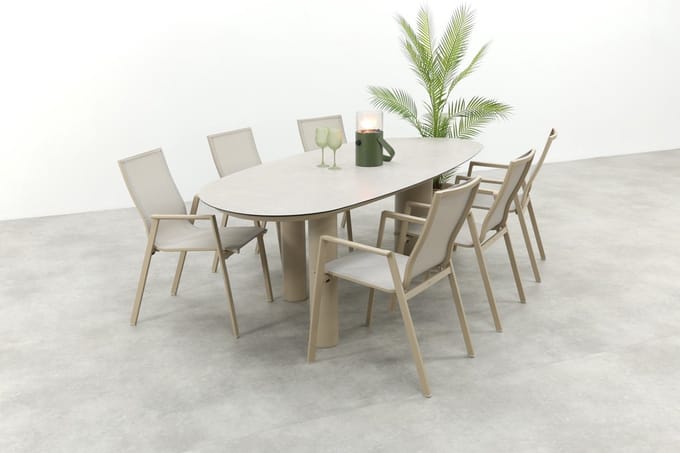 Atmos/Taste Denia 6-persoons organische tuinset 240x105 cm. - Latte