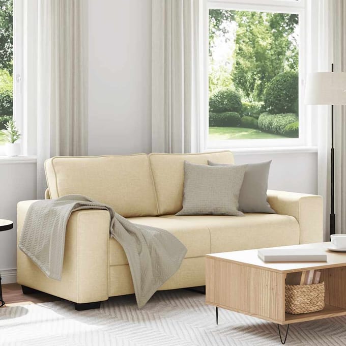 vidaXL - 2-zitsbank - crème - 180x77x82 - cm - stof