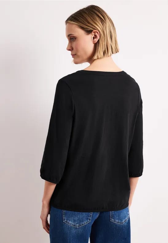 Shirt met 3/4-mouwen, split neck en knopen