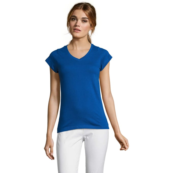 SOLS Dames/Dames Maan V Hals T-shirt (Koningsblauw)
