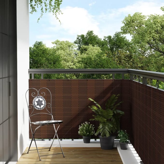 vidaXL - Balkonscherm - 300x100 - cm - poly - rattan - bruin - en - zwart