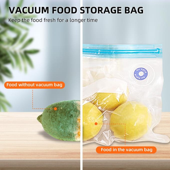 35PCS vacuüm voedselopslagzakken herbruikbare vacuümsealerzakken 3 maten met 1 handpomp 4 kookclips transparant