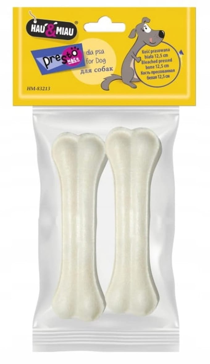 Hau&Miau - Geperste Hondenbot - 12,5 cm - 2 stuks - Wit