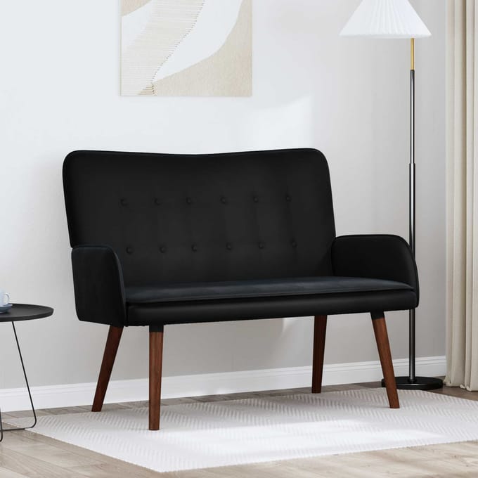 vidaXL - 2-Zits - Sofa - Zwart - 115 - x - 61 - x - 87 - cm - fluweel