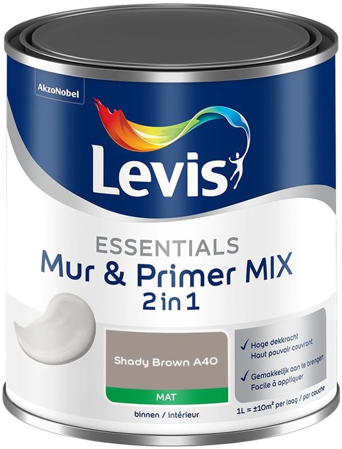 Levis - Essentials Mur & Primer Mix - Shady Brown A40 - Mengverf - 1 L