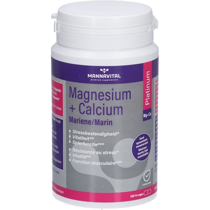 Mannavital Mariene magnesium + calcium platinum 120 Vegetarische capsules