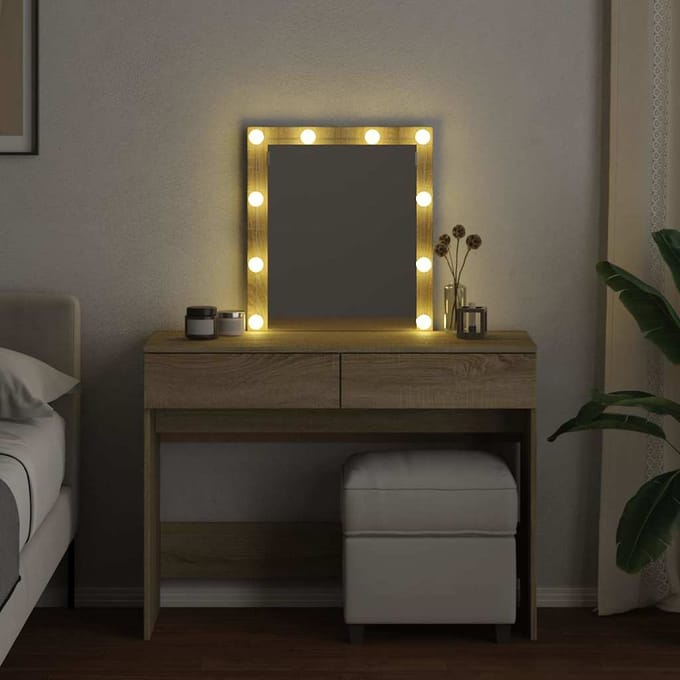vidaXL - Kaptafel - met - LED-verlichting - 100x40x130 - cm - sonoma - eikenkleurig