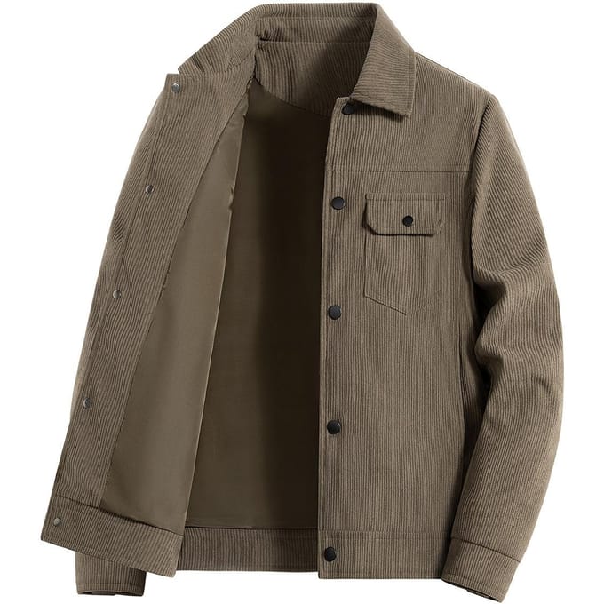 Veste d'outillage ample décontractée polyvalente en velours côtelé pour hommes printemps et automne grande taille 6XL black