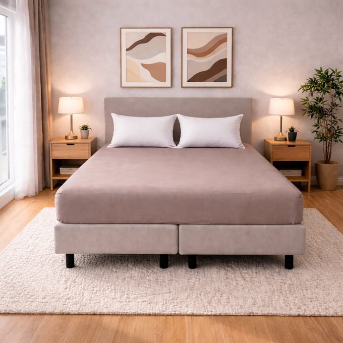 Polydaun hoeslaken - Jersey - taupe - 90x200/220 cm