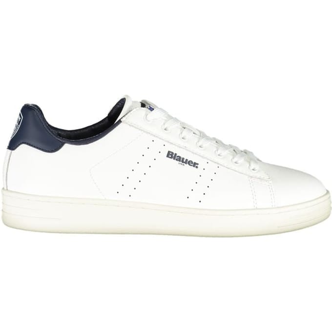 Blauer Witte Leren Heren Sneakers