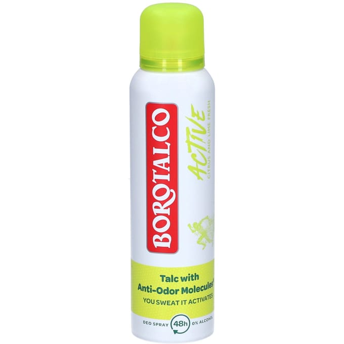 Borotalco - Deodorant Spray - Active - Citrus & Lime Fresh - 0% Alcohol - 150 ml