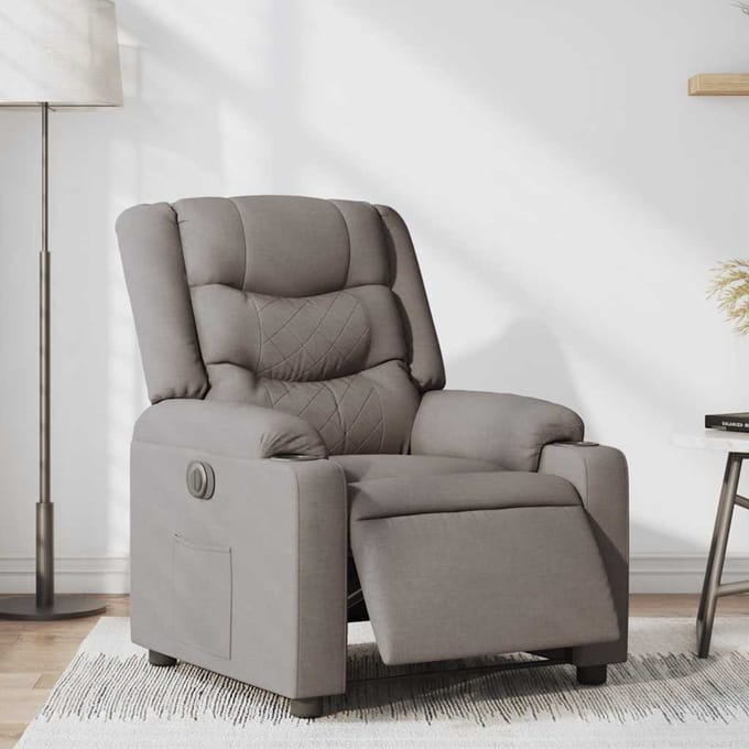 vidaXL - Fauteuil - verstelbaar - elektrisch - stof - taupe
