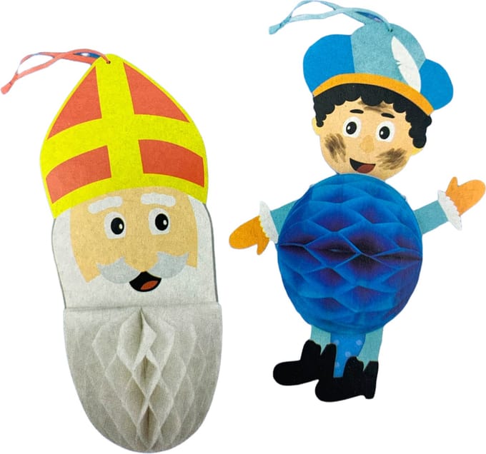 Sinterklaas decoratie - honeycomb set - Sint en Piet versiering