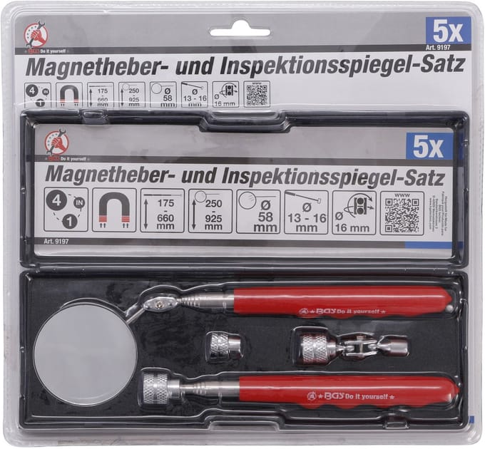 BGS Magneethulp en inspectiespiegelset 4 delig