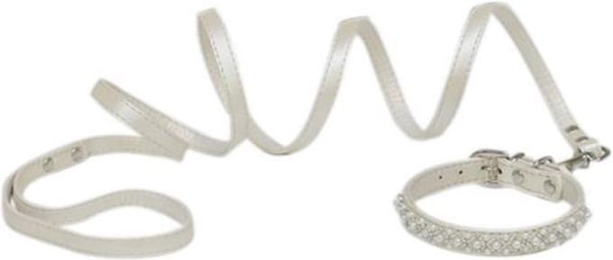Croci hondenriem met halsband pearls parels wit - Default Title