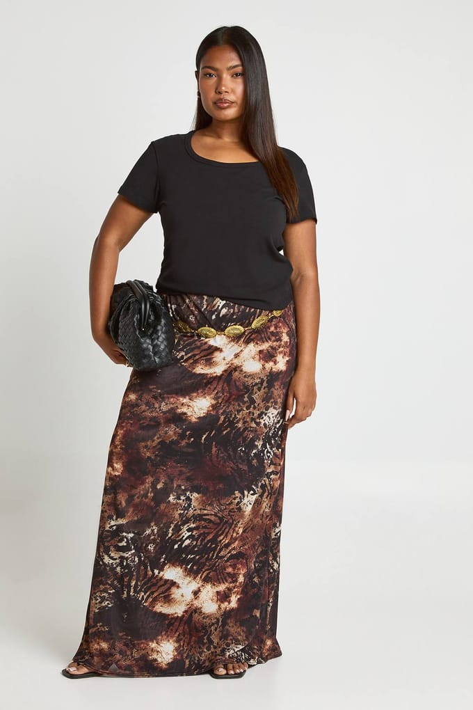 boohoo Dames Plus Mesh Maxirok | Leopard | Maat: 20