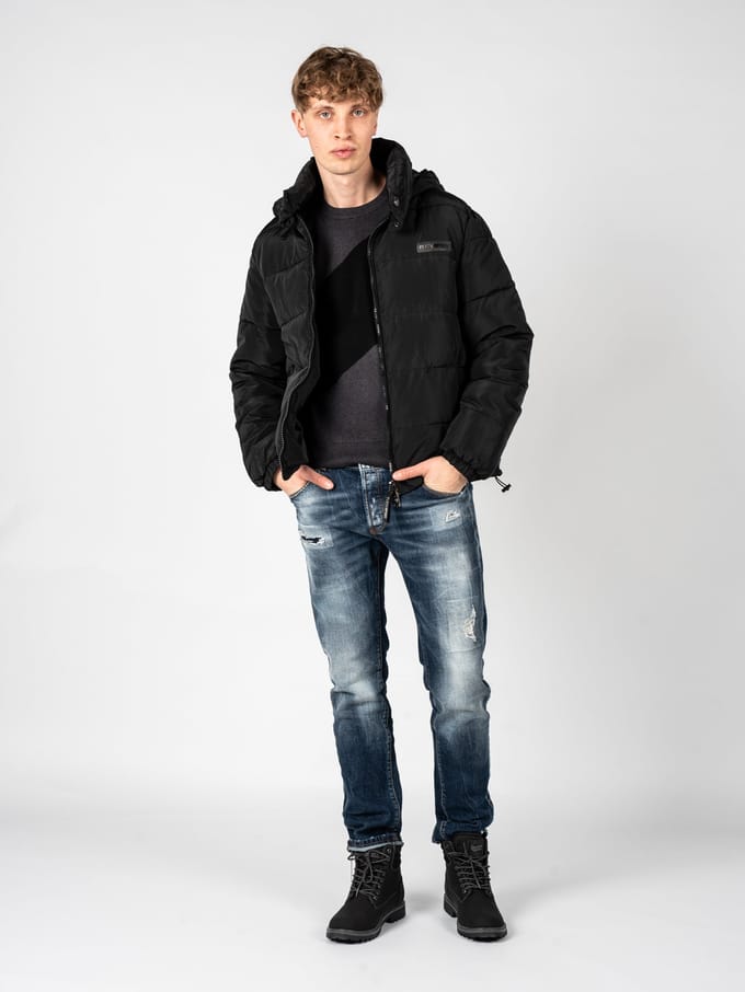 Plein Sport Bold Ruglogo Gevoerde Zwarte Jas