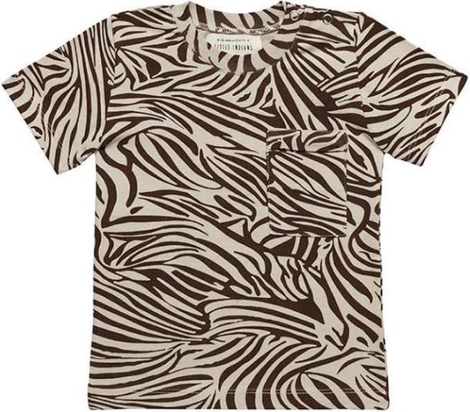 Little Indians T-shirt Boxy Zebra Junior Katoen Crème/bruin Maat 92