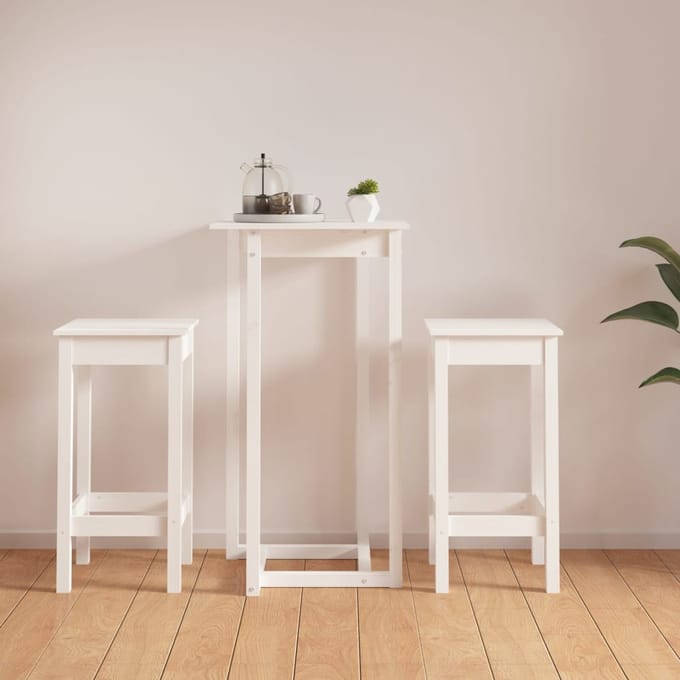 vidaXL - 3-delige - Barset - massief - grenenhout - wit