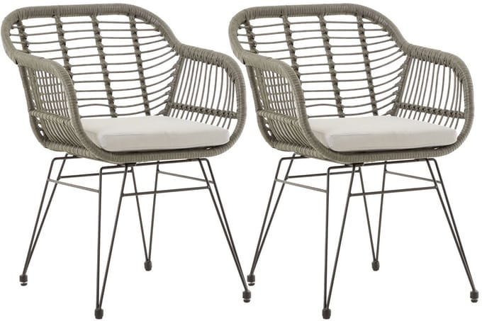 Tuinstoelen PARAMO, set van 2, van polyrotan - grijs/champagne