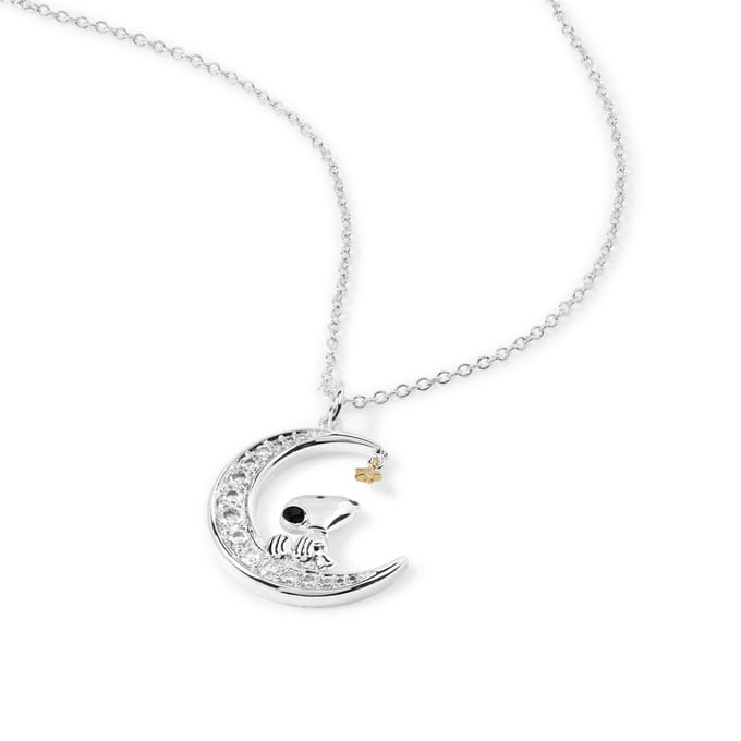 Peanuts Snoopy in Moon Unisex Halsketting - zilverkleurig - Standard