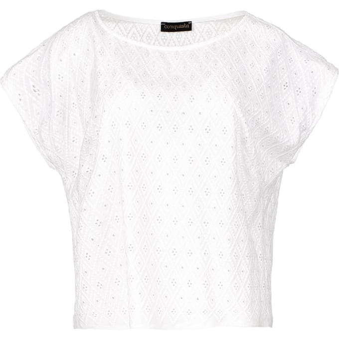 Witte mouwloze geborduurde top