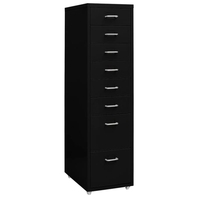 vidaXL - Ladeblok - verrijdbaar - 28x41x109 - cm - metaal - zwart
