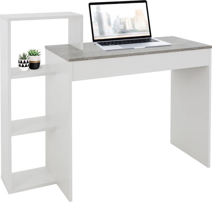 Bureau met legplank 110x72x40 cm wit/betonlook hout ML-Design