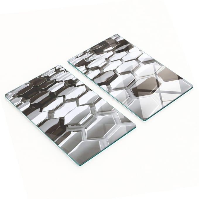 Set van gehard glazen snijplanken met 3D-print, 2x30x52 cm