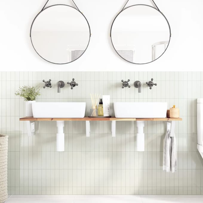 vidaXL - Badkamer - wandschap - staal - en - massief - acaciahout