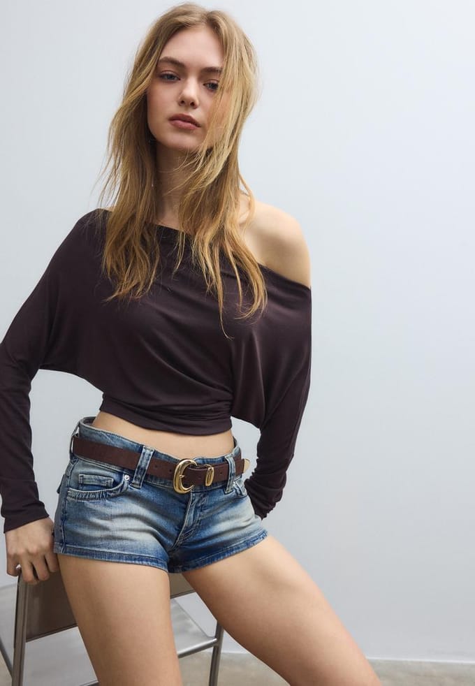 Stradivarius Riem met dikke gesp  Bruin 90