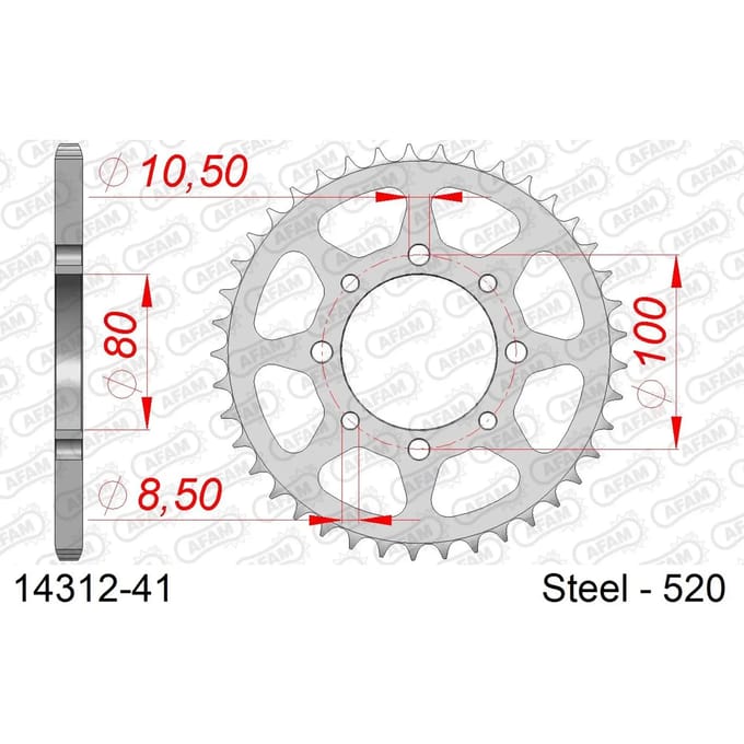 Stalen tandwiel Afam 520 41 dents