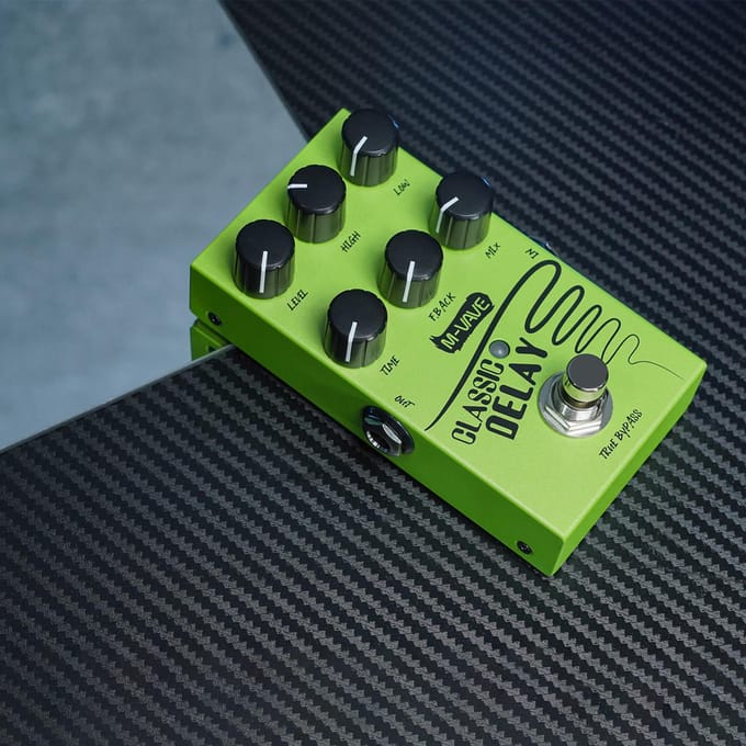 M-VAVE Gitaar Delay Effectpedaal LEVEL/HIGH/LOW/TIME/F.BACK/MIX Gitaar Bas Effectpedaal 2-Bands EQ groen