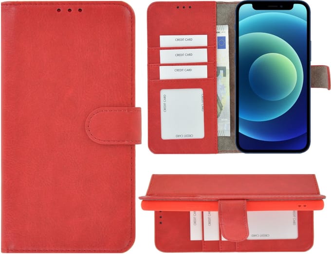 Hoesje Geschikt voor iPhone 13 - iPhone 13 Book Case Wallet Rood Cover