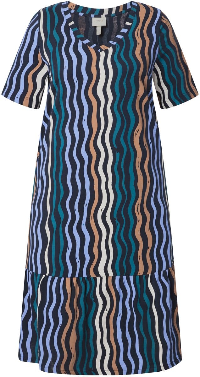 Ulla Popken - Dames - Midi-jurken - Marine - Maat 58+